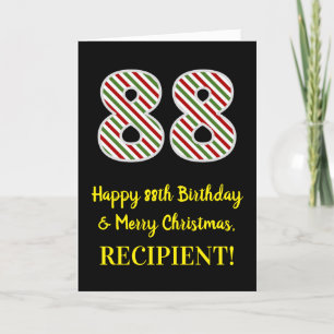 Carte Joyeux 88e anniversaire & Joyeux Noël, Nom personn