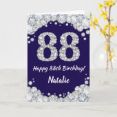 Carte Joyeux 88e anniversaire Marine Parties scintillant (Fleur jaune)