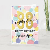 Carte Joyeux 88ème anniversaire Pastel Rainbow Gold Woma (Devant)