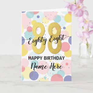 Carte Joyeux 88ème anniversaire Pastel Rainbow Gold Woma