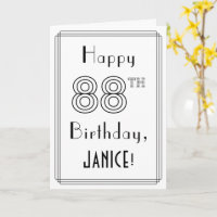 Joyeux 88ème anniversaire, style Art Déco avec nom