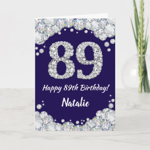 Carte Joyeux 89e anniversaire Marine Parties scintillant
