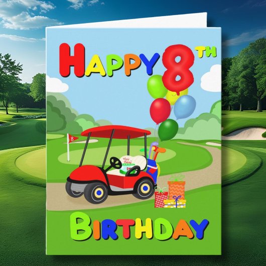 Carte Joyeux 8 Anniversaire Red Boys Golf Card