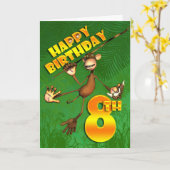 Carte Joyeux 8 Anniversaire Singe Banana (Fleur jaune)