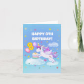Carte Joyeux 8 Anniversaire Unicorne avec gâteau d'anniv (Devant)