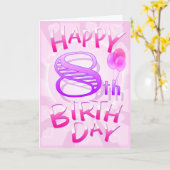 Carte Joyeux 8e anniversaire (Fleur jaune)