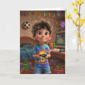 Carte Joyeux 8e anniversaire (Fleur jaune)
