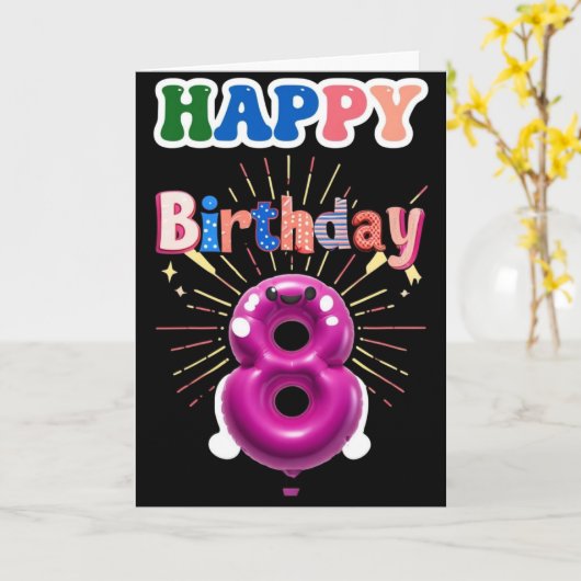 Carte Joyeux 8e anniversaire (Fleur jaune)