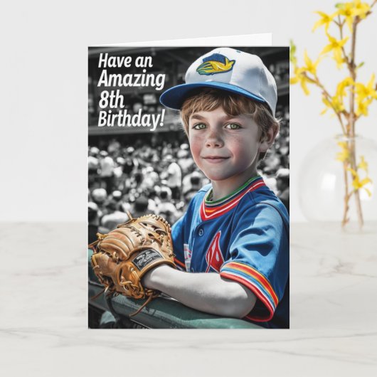 Carte Joyeux 8e anniversaire (Fleur jaune)