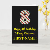 Carte Joyeux 8e anniversaire & Joyeux Noël, Nom personna (Fleur jaune)