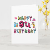 Carte Joyeux 8e anniversaire. Surprise de 8 ans (Fleur jaune)