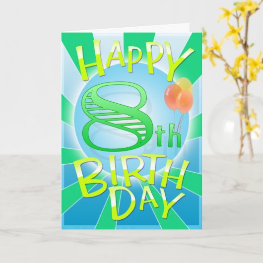 Carte Joyeux 8ème anniversaire (Fleur jaune)