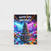 Carte Joyeux 8ème Anniversaire Gâteau Disco (Devant)