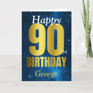 Carte Joyeux 90e anniversaire Blue Gold