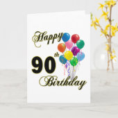 Carte Joyeux 90e anniversaire cadeaux et vêtements d'ann (Fleur jaune)