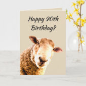 Carte Joyeux 90e anniversaire Funny Sheep Humour animal (Fleur jaune)
