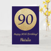 Carte Joyeux 90e anniversaire Marine Parties scintillant (Fleur jaune)
