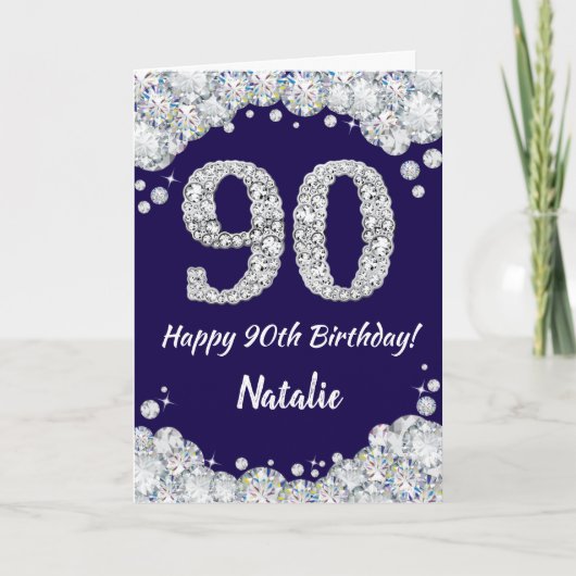 Carte Joyeux 90e anniversaire Marine Parties scintillant (Devant)