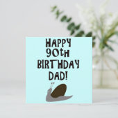 Carte Joyeux 90e anniversaire papa et escargot (Debout devant)