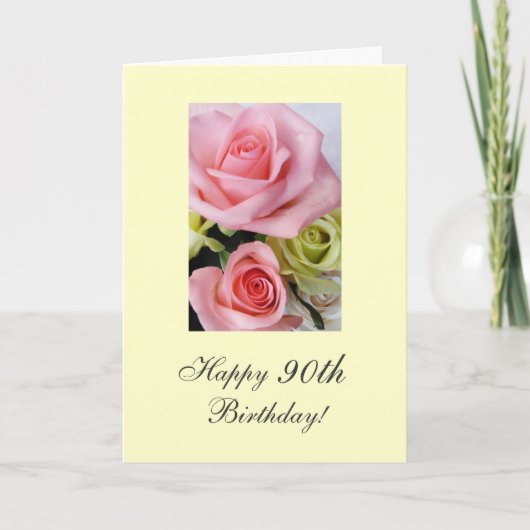 Carte Joyeux 90e anniversaire roses (Devant)