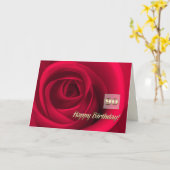 Carte Joyeux 90ème anniversaire. Élégante Rose rouge (Fleur jaune)
