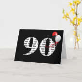 Carte Joyeux 90ème anniversaire en noir avec ballons (Fleur jaune)