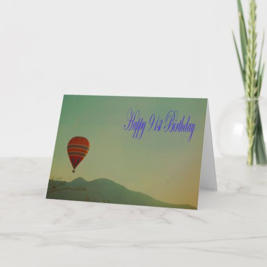 Carte Joyeux 91e Anniversaire Montgolfière (Devant)