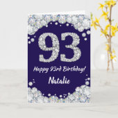 Carte Joyeux 93e anniversaire Marine Bleu et Parties sci (Fleur jaune)