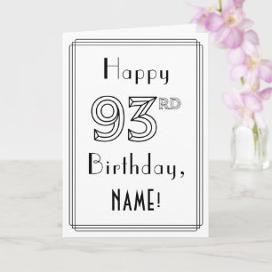 Carte Joyeux 93ème anniversaire, style Art Déco avec nom