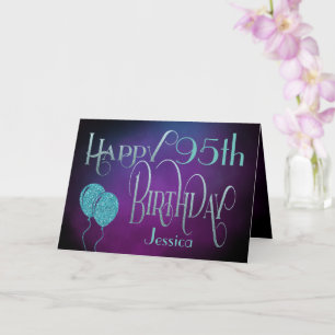 Carte Joyeux 95ème Nom Purple Turquoise Mystique Anniver
