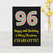 Carte Joyeux 96e anniversaire & Joyeux Noël, Nom personn (Fleur jaune)