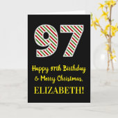 Carte Joyeux 97e anniversaire & Joyeux Noël, Nom personn (Fleur jaune)