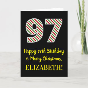 Carte Joyeux 97e anniversaire & Joyeux Noël, Nom personn