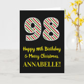 Carte Joyeux 98e anniversaire & Joyeux Noël, Nom personn (Fleur jaune)