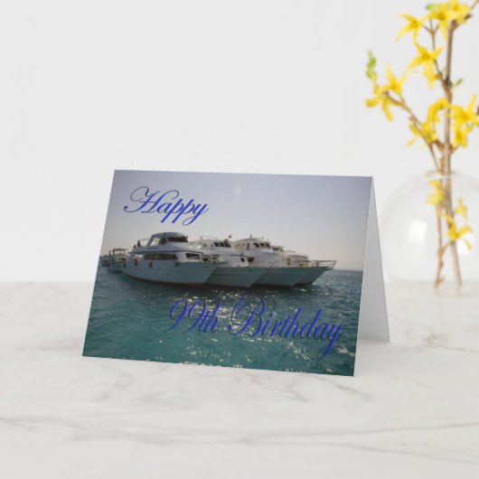 Carte Joyeux 99e anniversaire bateaux de plongée (Fleur jaune)