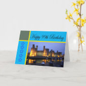 Carte Joyeux 99e anniversaire château de Caernarfon (Fleur jaune)