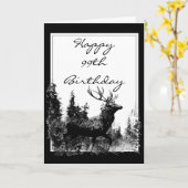 Carte Joyeux 99e anniversaire Custom Vintage Stag, Cerf (Fleur jaune)