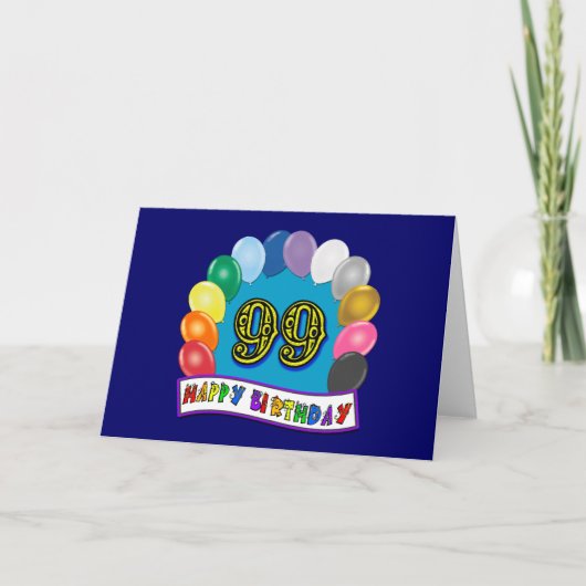 Carte Joyeux 99ème anniversaire avec ballons (Devant)