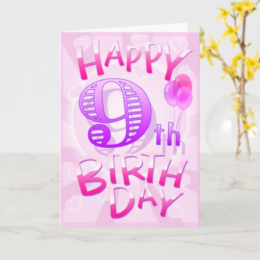Carte Joyeux 9e anniversaire (Fleur jaune)