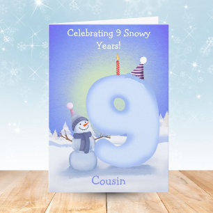 Carte Joyeux 9e anniversaire Cousin Construction de bonh