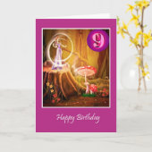 Carte Joyeux 9e anniversaire pour fille avec fée neuvièm (Fleur jaune)