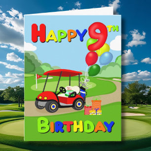Carte Joyeux 9e anniversaire Red Boys Golf Card