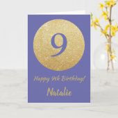 Carte Joyeux 9e anniversaire Very Peri et Gold Parties s (Fleur jaune)