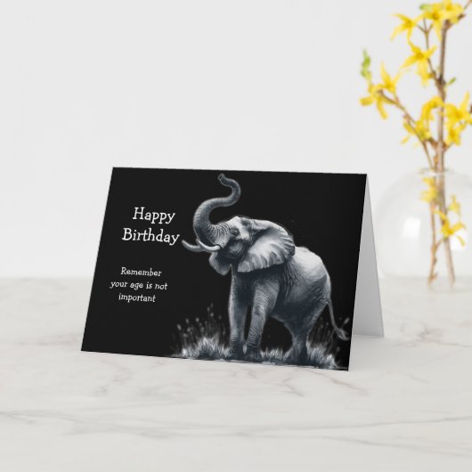 Carte Joyeux âge d'anniversaire est irréfutable éléphant (Fleur jaune)