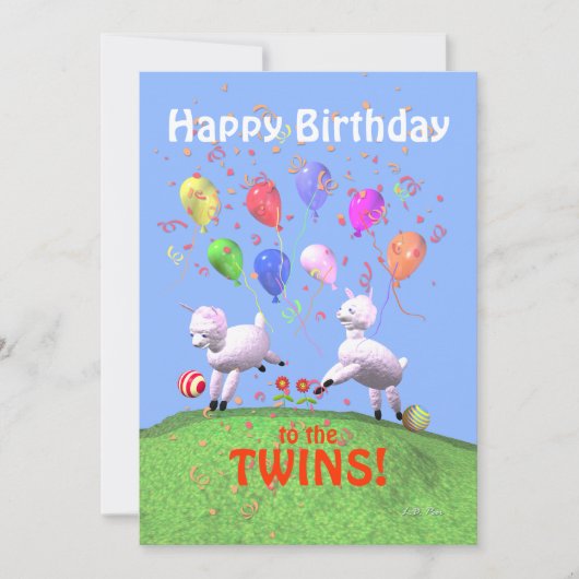 Carte Joyeux agneaux d'anniversaire pour Twins Flat (Devant)