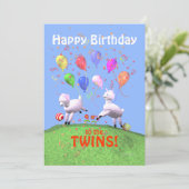 Carte Joyeux agneaux d'anniversaire pour Twins Flat (Debout devant)