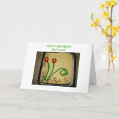 Carte Joyeux Ami d'anniversaire, Gâteau Jaune (Fleur jaune)