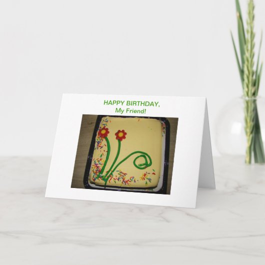 Carte Joyeux Ami d'anniversaire, Gâteau Jaune (Devant)