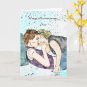 Carte Joyeux Amour Anniversaire | Lesbian Kiss (Fleur jaune)