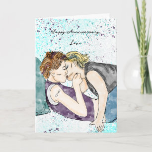 Carte Joyeux Amour Anniversaire Lesbian Kiss